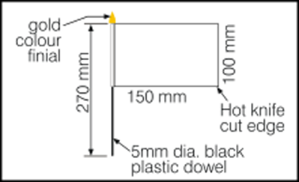 Dimensions for desk flags 150x100mm