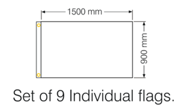 Dimensions for flags 1500x900mm