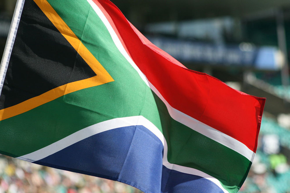 The flag of South Africa flying at the Sydney Cricket Ground in Sydney, Australia