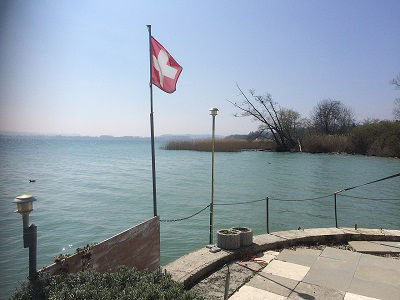 The flag of Switzerland flying