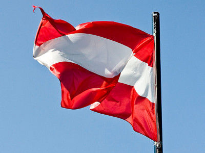 The flag of Austria flies