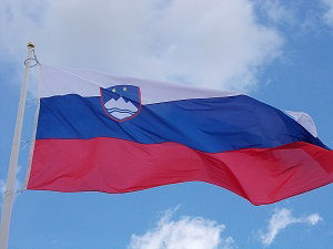 The flag of Slovenia flies