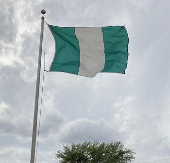 The flag of Nigeria flies